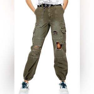 Army Green Cargo Pants Women’s Distressed